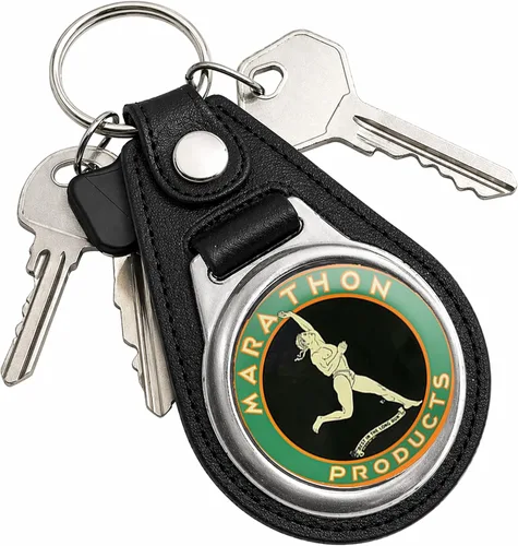 Vista 108 de Brotherhood Round Key Chain for Vintage Motor Oil, Petroleum, and
