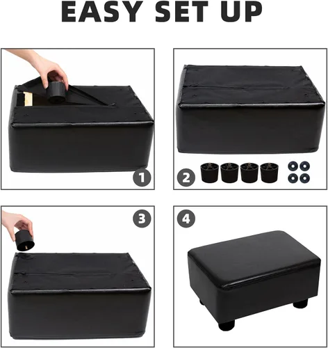 Vista 7 de CAROLMADE Taburete Pequeño Otomana Reposapiés con Patas Bajo el Escritorio Reposapiés para Sala de Estar, Dormitorio y Oficina, Negro
