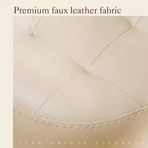 Vista 5 de LUE BONA Taburete Silla de Tocador de Cuero Sintético para Cuarto de Maquillaje, Taburete Almendra para Tocador, 19" de Altura, Taburete Silla