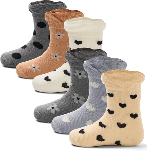 Vista 6 de Calcetines de algodón para bebés y niños pequeños con empuñaduras, antideslizantes, 6