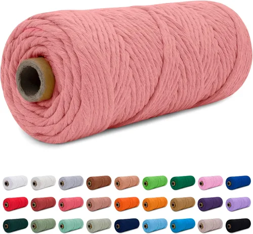 Vista 11 de CAMAL Cordón de macramé de 0.157 in x 109 yardas (328.1 ft), cuerda de algodón de color para tejer, manualidades, colgar en la pared, proyectos