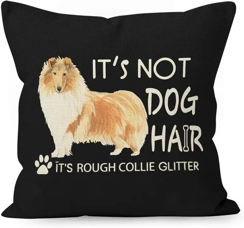 Vista 4 de Divertida funda de almohada de lino y algodón con frase "It's Not Dog Hair" con purpurina y frase "It's Not Dog Hair", regalos de Welsh Terrier