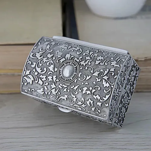Vista 6 de Organizador de joyero para mujeres y niñas caja organizadora de collares caja de joyería de metal para anillos aretes joyería de almacenamiento