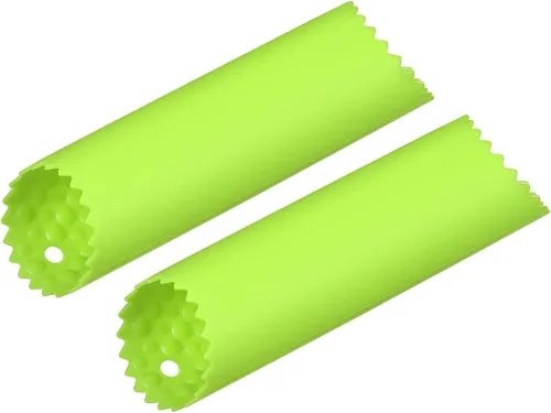 Vista 10 de uxcell 2 tubos de pelado de ajo, pelador de ajo de silicona, rodillo removedor de piel antideslizante para herramientas útiles de cocina, color negro