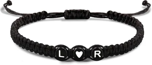 Vista 172 de Pulseras con iniciales para mujeres y hombres, regalos para novia, novio, pulseras de letras "I Love You", regalos para ella, él, mejor amigo