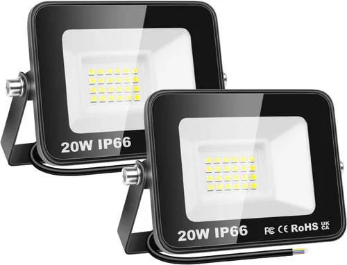 Vista 9 de SKYWORLD Paquete de 2 focos LED de 10 W para exteriores, luces de seguridad de 1000 lúmenes, lámpara exterior de 6000 K, luz blanca diurna, IP66