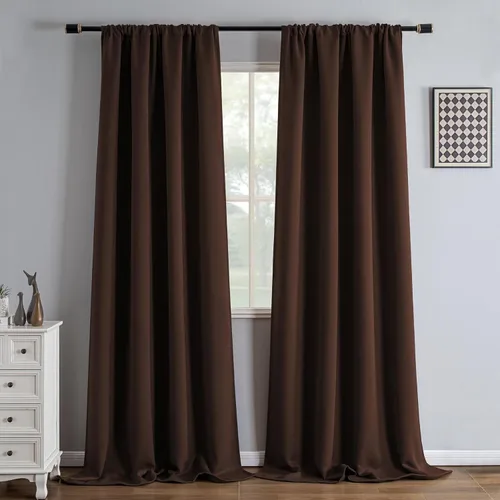 Vista 11 de IGEMAEVE - Juego de 2 paneles de cortinas opacas negras de 72 pulgadas, cortinas oscuras para dormitorio de 72 pulgadas de largo, cortinas oscuras