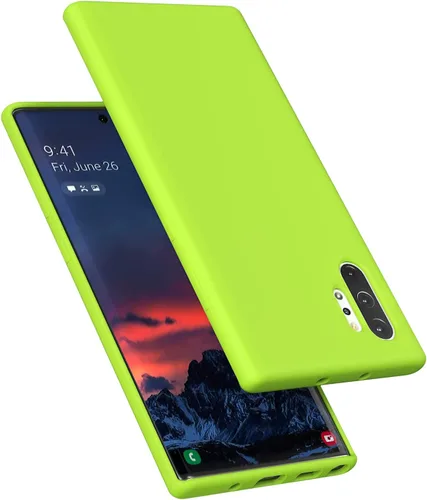 Vista 18 de Diseñada para Galaxy Note 10 Plus, goma de gel de silicona líquida a prueba de golpes, cojín de forro de tela de microfibra suave compatible