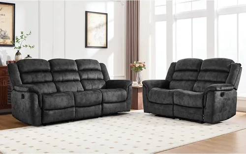 Vista 18 de EBELLO - Silla reclinable manual, sofá reclinable de tela suave con apoyabrazos y respaldo acolchado para sala de estar, dormitorio, color marrón