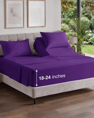 Vista 526 de Extra Deep Twin XL Sheet Set - 3 Piece College Dorm Room - White 01-Blanco