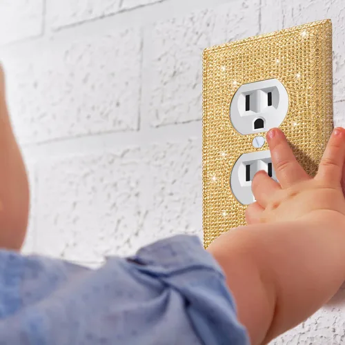 Vista 7 de 2 piezas de cubierta brillante para interruptor de luz brillante, cubierta de interruptor de luz brillante, cubierta de placa de pared con diamantes