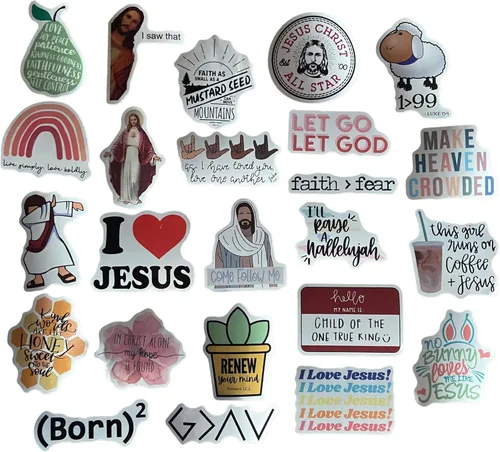 Vista 7 de Calcomanías cristianas, paquete de 100 unidades, calcomanías inspiradoras de fe con versículos de la Biblia, vinilo impermeable para botellas