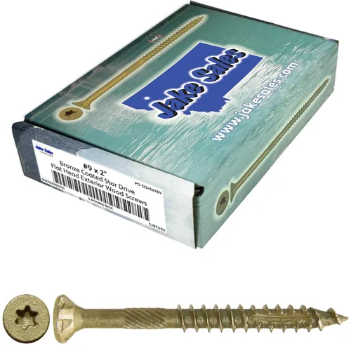 Vista 256 de 8 x 1 revestimiento exterior recubierto de bronce, tornillo de madera multiusos compatible con ACQ, cabeza plana Torx/Star Drive de 1 libra, 288