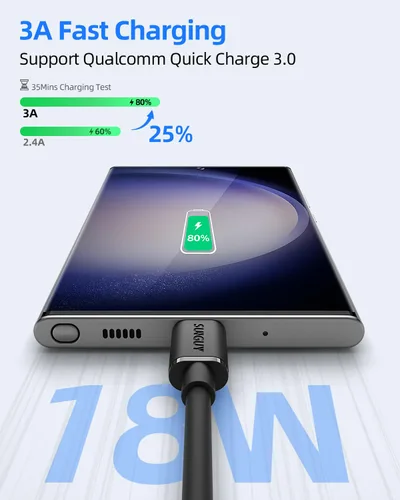 Vista 4 de SUNGUY Cable USB C Android Auto de 0.5 pies/6 pulgadas, 10 Gbps USB C 3.1 Gen 2 Transferencia de datos, cable USB A a USB C CarPlay de carga rápida