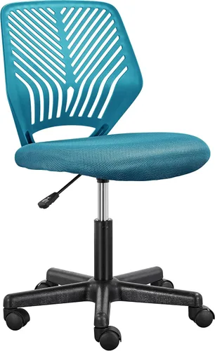 Vista 13 de Topeakmart Silla de oficina sin brazos, silla de estudio de computadora giratoria ajustable de malla para espacios pequeños, color negro