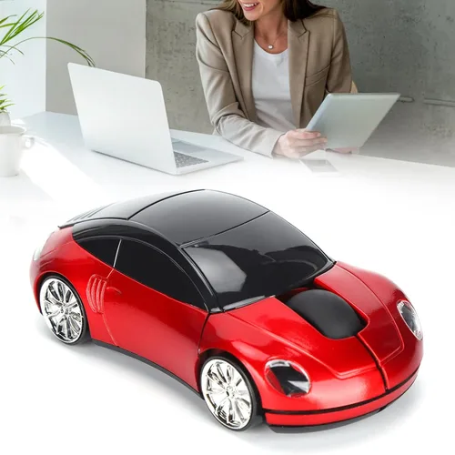 Vista 3 de Ratón de coche de 2.4 GHz, ratón óptico ergonómico con forma de automóvil deportivo 3D con receptor USB, mouse de computadora de 1600 DPI con luz
