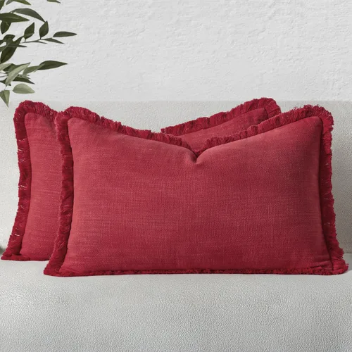 Vista 67 de MIULEE Fundas de almohada decorativas con flecos de lino bohemio beige 16 x
