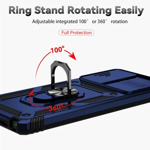 Vista 5 de Funda para Galaxy Note 20, Samsung Note 20 N981U con protector de pantalla de vidrio templado y cubierta para cámara deslizante, anillo magnético