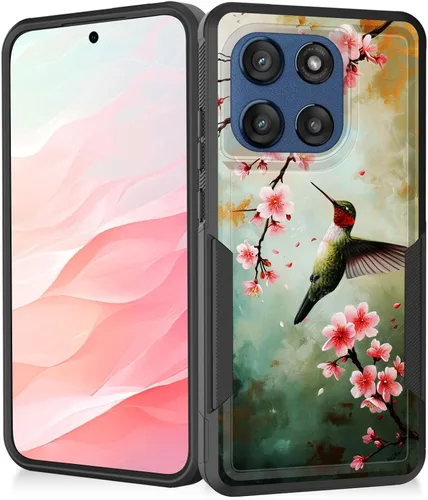 Vista 76 de Funda para Moto G Play 4G 2024, resistente de doble capa híbrida de policarbonato duro, goma suave, a prueba de golpes, funda protectora resistente