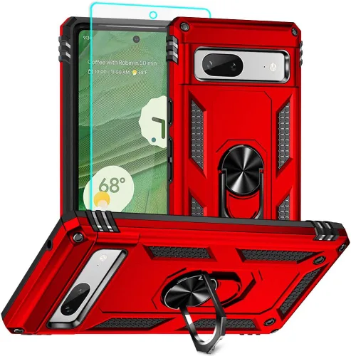 Vista 28 de Funda para Pixel 6a, Google Pixel 6A con protector de pantalla HD, [grado militar de 16 pies probada en caídas], anillo protector a prueba de golpes