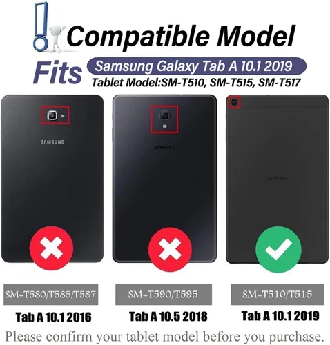 Vista 2 de Funda con teclado táctil retroiluminado para Samsung Galaxy Tab A 10.1 versión 2019, teclado inalámbrico retroiluminado arcoíris de 3 zonas