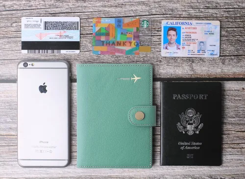 Vista 7 de Portapasaportes de cuero auténtico para pasaporte, con bloqueo Rfid - con compartimento para documentos de identificación