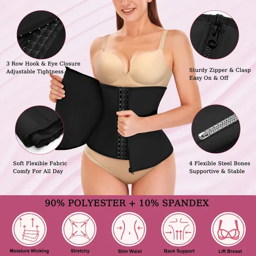 Vista 5 de MICOHPKLE Entrenador de cintura para mujer, corsé de cintura para control de abdomen, faja de entrenamiento delgada