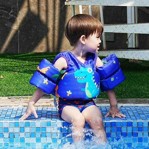 Vista 8 de DOOHALO Flotadores de natación para niños de 28 a 70 libras, chaleco flotante de hombro para niños de 2 a 8 años de edad, para niños y niñas, bebés