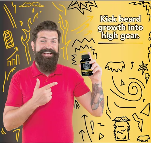 Vista 5 de Gomitas gruesas Bigbeard: obtén una fórmula de crecimiento de barba más fuerte, más larga y gruesa para hombres con biotina, B12 y más de 10