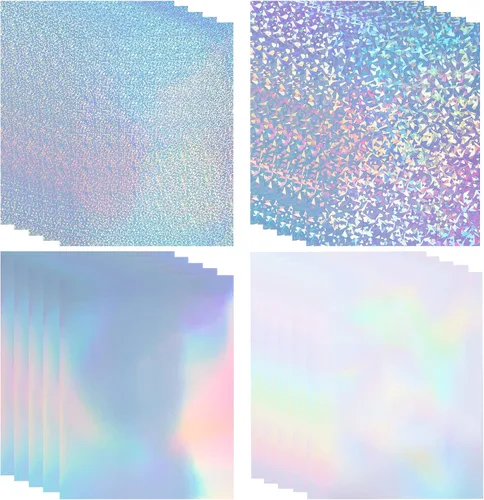Vista 10 de Papel adhesivo holográfico transparente para impresora de inyección de tinta y láser, 20 hojas de vinilo imprimible, papel adhesivo holográfico
