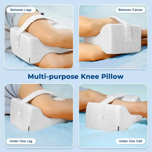 Vista 8 de KingPavonini Almohada de rodilla refrescante para dormir de lado, almohadas de piernas de espuma viscoelástica de gel para dormir de lado con funda