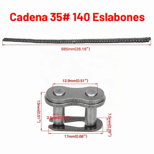Vista 4 de YOXUFA Piñón de 75 dientes con 35 cadenas de transmisión 140 eslabones de repuesto para mini bicicleta Coleman CT100U CC100X Baja Doodle Bug DB30