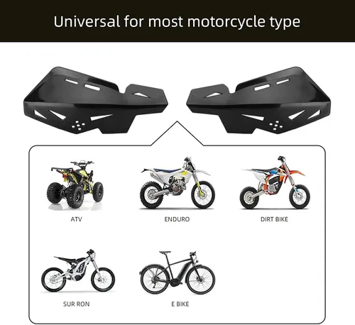 Vista 7 de Paramanos universal de 7/8" 22mm y 1 1/8" 28mm para manillar de nylon, para moto de cross, motocross, ATV, para SX SXF EXC XCW - Negro