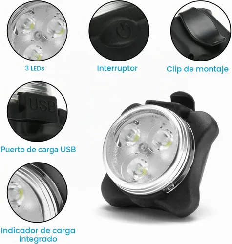Vista 8 de Rechargeable LED Bike Light Sets, Super Bright Front Headlights and Rear LED Bicycle Lights, 650mah Lithium