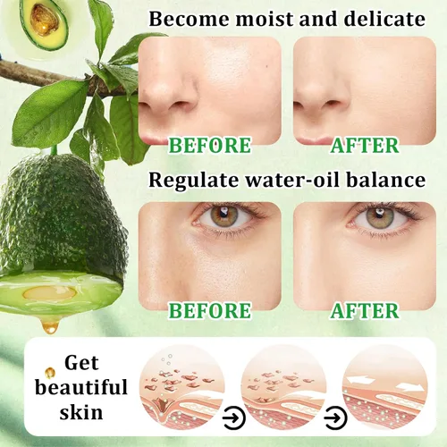 Vista 5 de Juego de 10 piezas de cuidado de la piel de aguacate con limpiador facial, tónico, suero facial, crema facial, crema para ojos, bálsamo labial
