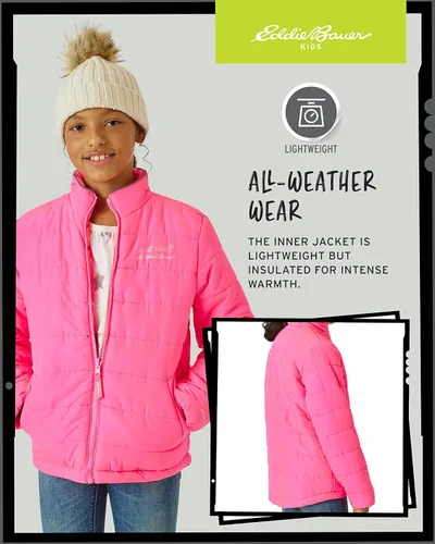 Vista 6 de Eddie Bauer Chaqueta de esquí para niños, abrigo impermeable 3 en 1 con aislamiento y chaqueta extraíble para niños y niñas (3-16)