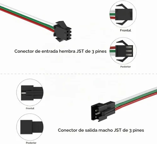 Vista 5 de BTF-LIGHTING 5 piezas/paquete 20 AWG 3 Pin JST SM macho hembra enchufe LED conector 1.64 pies/0.5m cable de extensión para WS2812B WS2811 WS2814