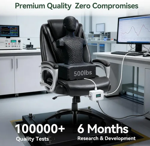 Vista 6 de Vogue Furniture Direct Silla de Oficina Grande y Alta 500 libras, Silla de Escritorio de Cuero PU de Respaldo Alto para Trabajo Pesado, Silla