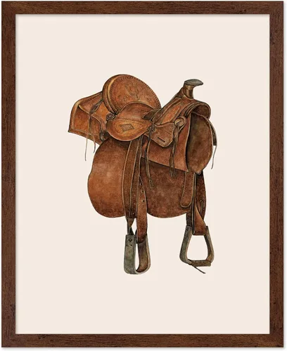 Vista 8 de Poster Master Póster vintage de cuero para silla de montar, estampado retro de vaquero, arte de silla de montar, diseño occidental, impresión