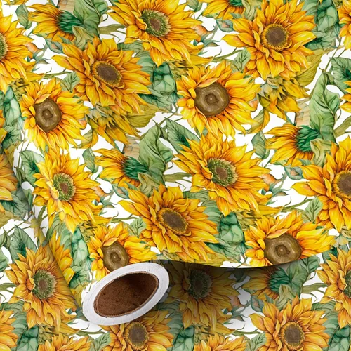 Vista 8 de RUSPEPA Papel de regalo reversible floral para niñas y mujeres, mini rollo, acuarela azul floral y azul sólido papel de regalo para cumpleaños