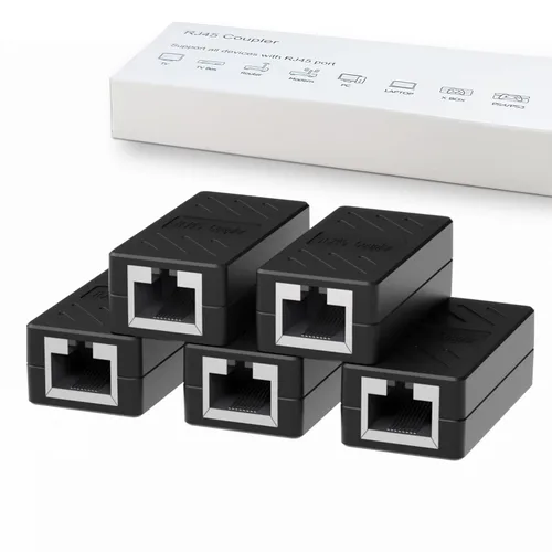 Vista 19 de Dingsun Acoplador RJ45, extensor Ethernet para conector hembra a hembra Cat7/Cat6/Cat5e/Cat5 (1 paquete, negro)