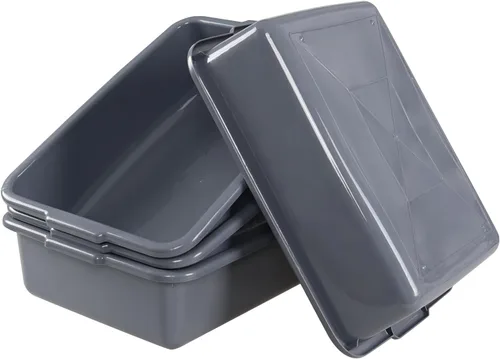 Vista 7 de Drephia Paquete de 4 tinas de autobús de 13 L de utilidad comercial, caja de autobús de plástico, recipiente de carne de carnicero de grado