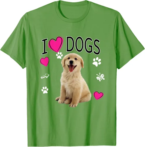 Vista 15 de Camiseta I Love Dogs - Camiseta Golden Labrador retriever, Azul Negro