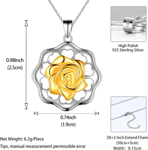 Vista 4 de Collar de mariposa y girasol, collar de colibrí de plata esterlina 925 con colgante de flor de margarita, rosa, joyería fina, regalo para mujeres