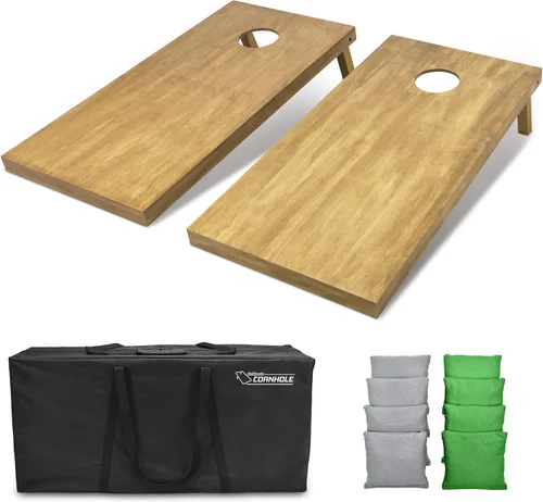 Vista 61 de GoSports 4 ft x 2 ft Regulation Size Wooden Cornhole Boards Set with Light Brown Finish - Includes Carrying Case and Bean Bags Negro- gris