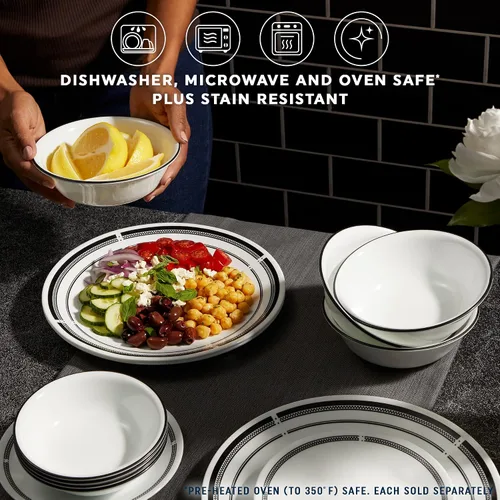 Vista 3 de Corelle Vitrelle - Juego de platos para ensalada y aperitivos de 6.75", vidrio de triple capa y resistente a las astillas, platos redondos ligeros