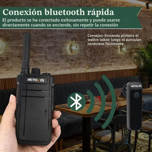 Vista 3 de Retevis RB37 - Radios de negocios bidireccionales Bluetooth con auricular inalámbrico, paquete de 2 Portable FRS Two Way Radios, 2000mAh Long