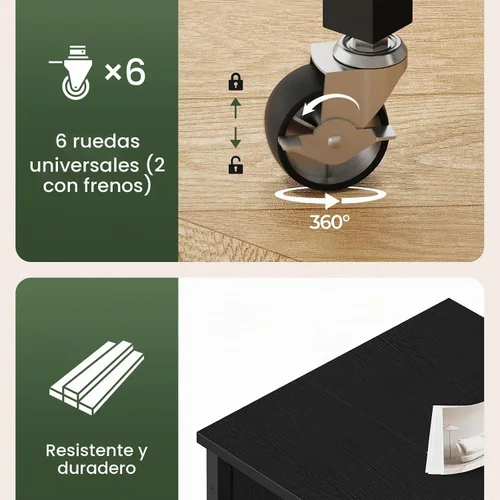 Vista 7 de CHOEZON Escritorio plegable moderno para computadora de 31.5 pulgadas con tomas de corriente, ruedas, almacenamiento, perfecto para espacios Negro