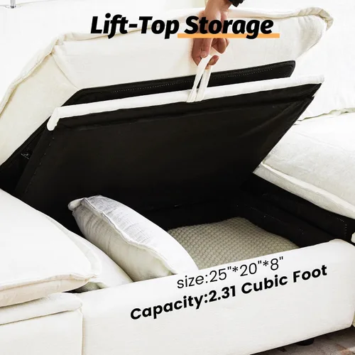 Vista 5 de GUEAPY Cloud Couch Sofá Reclinable Eléctrico - Sofás Seccionales Reclinables de Gran Tamaño Color Crema, Sofá/Sillón Reclinable Eléctrico Moderno