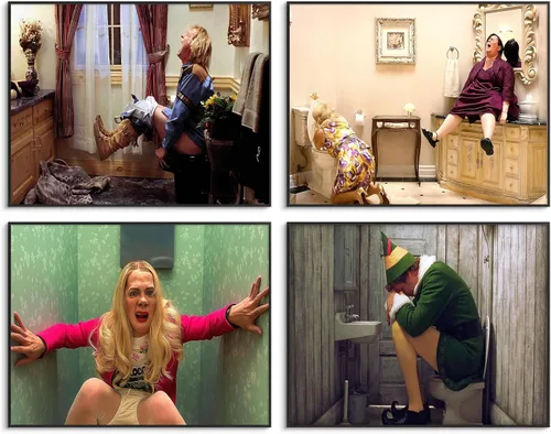 Vista 16 de Juego de 4 pósters de arte de pared de baño divertidos de TWNSLLA - Arte de humor de la película "Dumb and Dumber" para la habitación, divertidos